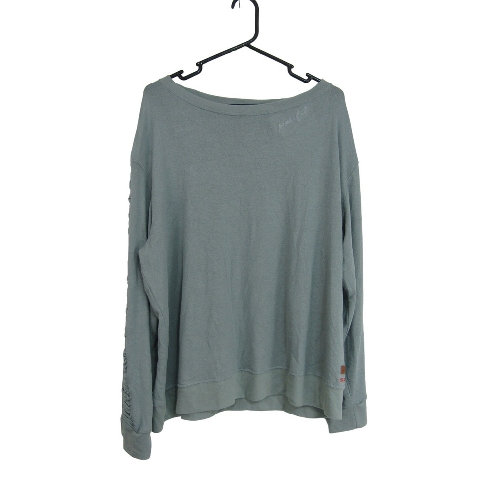 Peace Love World Green Knit Top Womens sz L Coastal Boho Cottagecore Whimsical